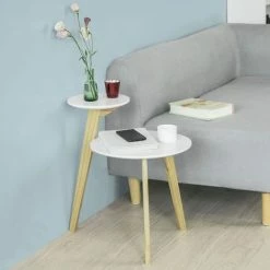 SoBuy 2 Tiers Round Wooden Side Table, Tea Coffee Table, End Table,FBT53-WN 7 SoBuy 2 Tiers Round Wooden Side Table, Tea Coffee Table, End Table,FBT53-WN -SOBUY Shop 7900998 3
