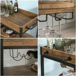SoBuy Industrial Vintage Wood Metal 3 Tiers Kitchen Serving Trolley FKW56-N -SOBUY Shop 8230475 5