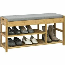 SoBuy Shoe Racks And Tidies Padded Hallway Shoe Storage Rack Bench With Storage Space,FSR47-N