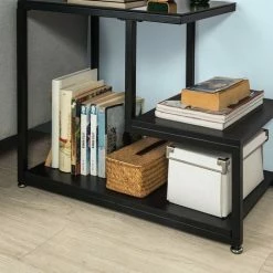 SoBuy Glass Top Side Coffee Table With Storage Shelf Black FBT65-SCH -SOBUY Shop 8230481 5