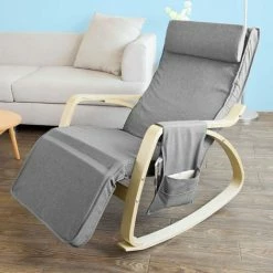 SoBuy Relax Chair Rocking Chair With Adjustable Footrest Side Bag, FST18-DG -SOBUY Shop 8348630 3
