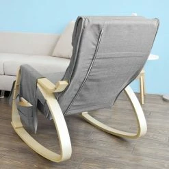 SoBuy Relax Chair Rocking Chair With Adjustable Footrest Side Bag, FST18-DG -SOBUY Shop 8348630 4