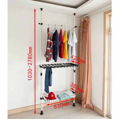 SoBuy Telescopic Wardrobe Organiser Shelving,FRG35 SoBuy Telescopic Wardrobe Organiser Shelving,FRG35 -SOBUY Shop 8348641 2