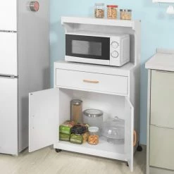 SoBuy Wheeled Kitchen Storage Cupboard Sideboard,FSB12-W 7 SoBuy Wheeled Kitchen Storage Cupboard Sideboard,FSB12-W -SOBUY Shop 8348642 3