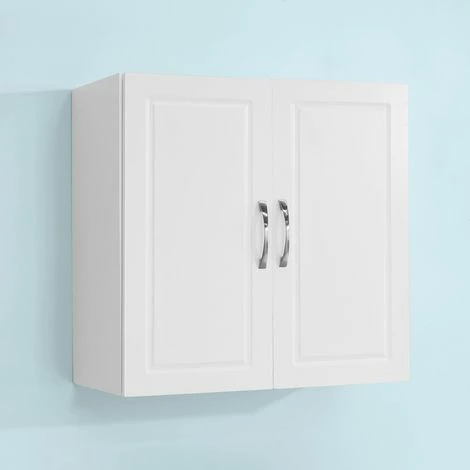 SoBuy White Kitchen Bathroom Wall Unit With Double Doors FRG231-W 1 SoBuy White Kitchen Bathroom Wall Unit With Double Doors FRG231-W