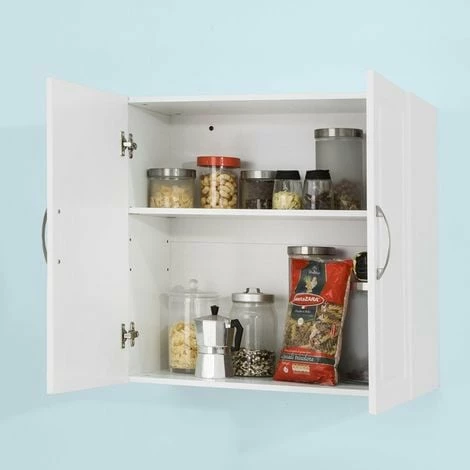 SoBuy White Kitchen Bathroom Wall Unit With Double Doors FRG231-W 3 SoBuy White Kitchen Bathroom Wall Unit With Double Doors FRG231-W - Image 3