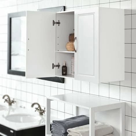SoBuy White Kitchen Bathroom Wall Unit With Double Doors FRG231-W 5 SoBuy White Kitchen Bathroom Wall Unit With Double Doors FRG231-W - Image 5