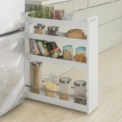 SoBuy White 4 Tiers Slide Out Storage Tower Rack On Wheels,NSR01-W