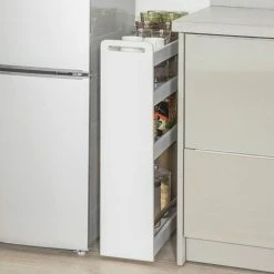 SoBuy White 4 Tiers Slide Out Storage Tower Rack On Wheels,NSR01-W -SOBUY Shop 8384480 3