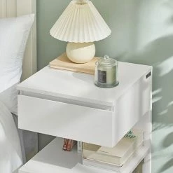 SoBuy Bedside Side Table With Drawer & Storage Shelve,FBT49-W -SOBUY Shop 8489627 4