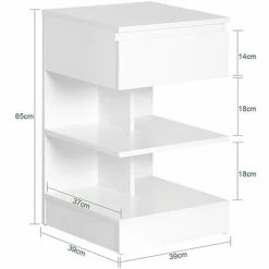 SoBuy Bedside Side Table With Drawer & Storage Shelve,FBT49-W -SOBUY Shop 8489627 5