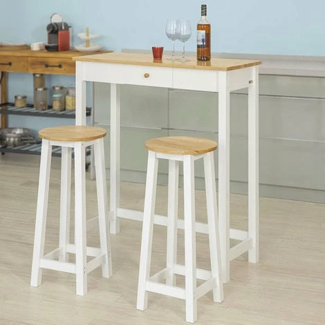 SoBuy 3 PCS Kitchen Breakfast Dining Bar Set-1 Table And 2 Stools,FWT50-WN 2 SoBuy 3 PCS Kitchen Breakfast Dining Bar Set-1 Table And 2 Stools,FWT50-WN - Image 2