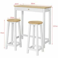 SoBuy 3 PCS Kitchen Breakfast Dining Bar Set-1 Table And 2 Stools,FWT50-WN 7 SoBuy 3 PCS Kitchen Breakfast Dining Bar Set-1 Table And 2 Stools,FWT50-WN -SOBUY Shop 8489632 3
