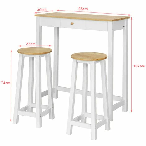 SoBuy 3 PCS Kitchen Breakfast Dining Bar Set-1 Table And 2 Stools,FWT50-WN 3 SoBuy 3 PCS Kitchen Breakfast Dining Bar Set-1 Table And 2 Stools,FWT50-WN - Image 3
