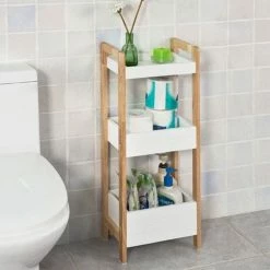 SoBuy 3 Tiers Bathroom Shelf Storage Display Shelf Rack Organizer Shelving Unit FRG226-WN -SOBUY Shop 9298286 3
