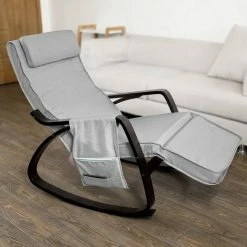 SoBuy Relax Rocking Chair Lounge Chair With Adjustable Footrest And Removable Side Bag FST20-HG -SOBUY Shop 9298288 3