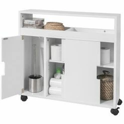 SoBuy Bathroom Toilet Paper Roll Brushes Holders Storage Cabinet BZR02-W